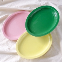 도자기 컬러 타원접시 3 color 브런치 카페 감성 그릇 오벌 플레이트