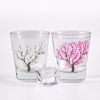 색이 변하는 꽃피는 벚꽃 유리소주잔 벚꽃술잔 매화술잔