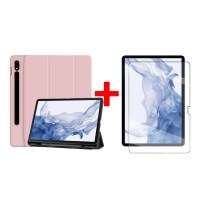 갤럭시탭S8플러스 S펜수납 북커버 케이스+강화유리 보호필름 삼성