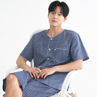 메이플라워 페인체크 순면 반팔 빅사이즈 남성 잠옷 세트