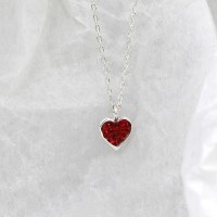 몽슈와 925 실버 레드스톤 하트 목걸이