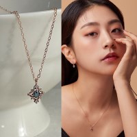 14K 루나 천연 블루 다이아몬드 목걸이