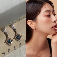 14K 루나 천연 블루 다이아몬드 귀걸이