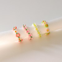 핸드메이드 비즈 꽃반지 그린 핑크 4종