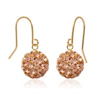 14K GOLD 미러볼 큐빅볼 러브 귀걸이