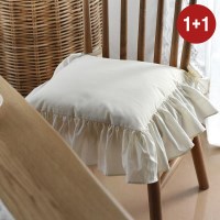 [1+1] 하늘한 내츄럴프릴 의자방석(솜포함)