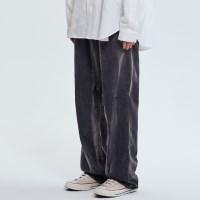 [여름원단] LX8708 BK 이지밴딩 와이드 데님 (STAIN BLEACH)