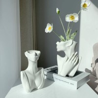 도자기 얼굴 석고 조각상 화병 꽃병 인테리어 오브제