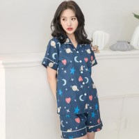 여성여름잠옷 우주별 반팔 파자마세트 여름홈웨어 실내복 (셔츠형)