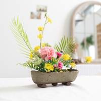 카네이션 조화 센터피스 엔젤 옹기수반set 37cm 꽃