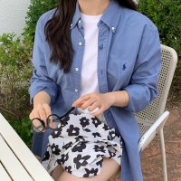 [국내/당일배송]폴로 랄프로렌 가먼트다이 셔츠 남녀공용 바스틸블루