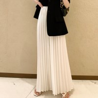 수련 와이드 피아노 주름 플리츠 밴딩 롱 치마 바지 (3color)