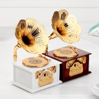 엔틱 턴테이블 태엽 오르골 멜로디 뮤직 박스 인테리어소품 장식소품