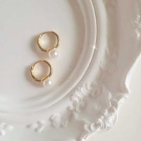 [봄밤달] 원터치 링 진주 귀걸이