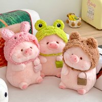 동물 모자 쓴 아기 돼지 인형 귀여운 동물쿠션 애착인형 3types