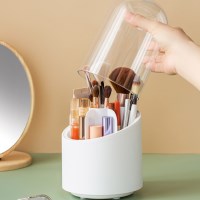 회전형 투명 브러쉬 꽂이 붓통 건조대 화장품 정리대 정리함