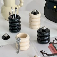 링 오브제 화장대 소품 케이스 면봉 브러쉬 보관함 2colors