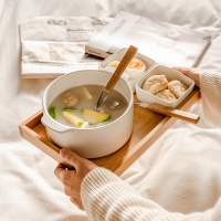 1인 혼밥 그릇 플레이팅 도자기 식기 트레이 4P세트