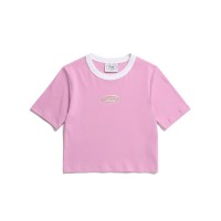 데이라이프 엠보 로고 포인트 크롭 하프 티셔츠 (핑크)