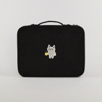 [13/15/17inch] 코듀로이 키티 랩탑 파우치 - 블랙