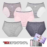 귀여운 디자인 선염 멜란지 스판 여성 미디 삼각 팬티 5매입