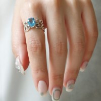 바이데이지 토파즈 에스닉 실버 원석 반지 Br0308