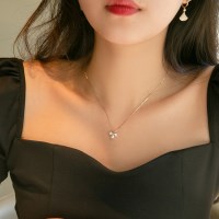 리본 진주 925 14k도금 은 목걸이_IH