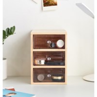 아이책상 투명 원목 미니 보조 서랍장 (대형3단) 멀티 저렴한 소품
