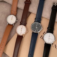 여성 엔틱 라운드 원형 소가죽시계 (2colors)