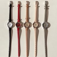 여성 심플 무드 원형 소가죽시계 (5colors)