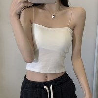 [2컬러/내장패드] 슬림핏 크롭 끈나시 브라탑 브라렛 no.1266