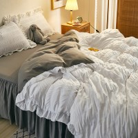 모던 프릴 셔링 침대 시트 이불 베개 커버 세트