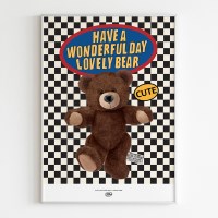 테디베어 블랙 체커보드 Teddy bear 인테리어 포스터