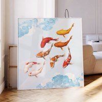 황금 물고기 그림 잉어 돈들어오는 액자 블루웨이브