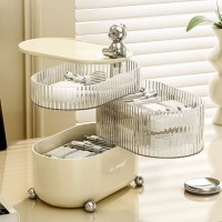 [클리어런스] 곰돌이 회전 액세서리 데스크 정리 수납함