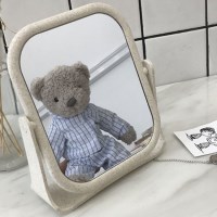 브라운 샌드 써클 스퀘어 화장대 탁상 거울(화이트펜 포함)