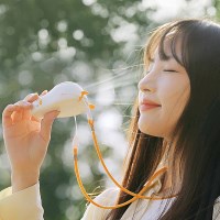 귀여운 오리 캐릭터 날개없는 휴대용 목걸이 선풍기