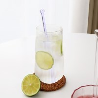 플리츠 내열유리컵 홈카페 유리잔 470ml