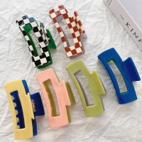 [반전매력] 키치 비비드 컬러 체커보드 배색 사각 집게삔 6color