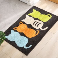 극세사발매트 고양이친구들/다크블랙40X60/주방발매트
