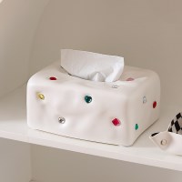 보석 큐빅 울퉁불퉁 세라믹 도자기 티슈 휴지 케이스