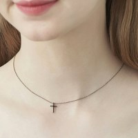블랙 십자가 슬림 목걸이 [실버925도금]