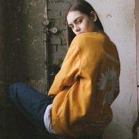 드로잉 플라워 맨투맨 남녀공용 빅사이즈