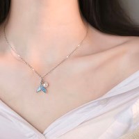 진주 파란 꼬리 목걸이 [실버925도금]