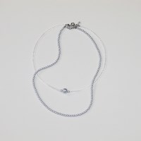 gray_lavender_neck 라이트그레이 진주비즈목걸이