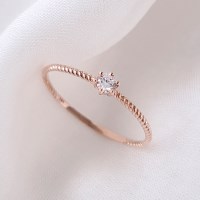 14K 필라 꼬임 스톤 반지