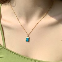 blue marine frame necklace