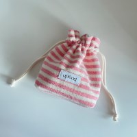 terry string pouch (pink stripe)