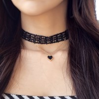사슬 하트 레이스 초커 목걸이