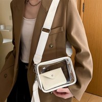 투웨이 스퀘어 지갑 내장 투명 크로스백 PVC 여성 가방 바캉스가방